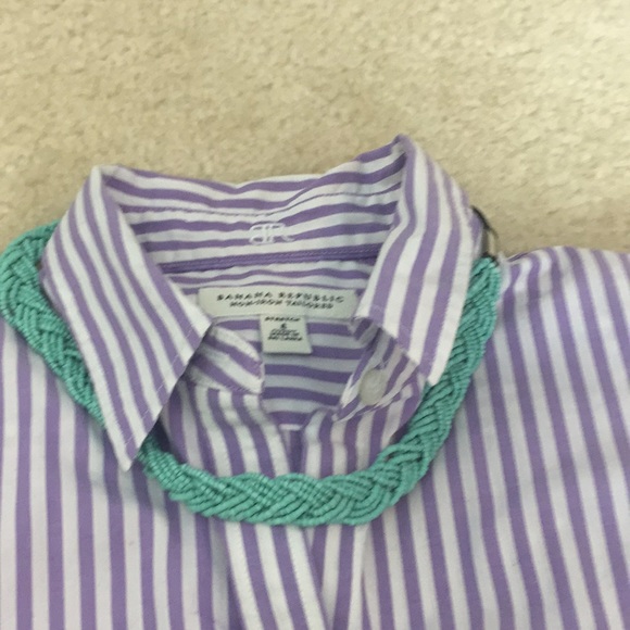 Banana Republic Purple Striped Blouse - Picture 4 of 7